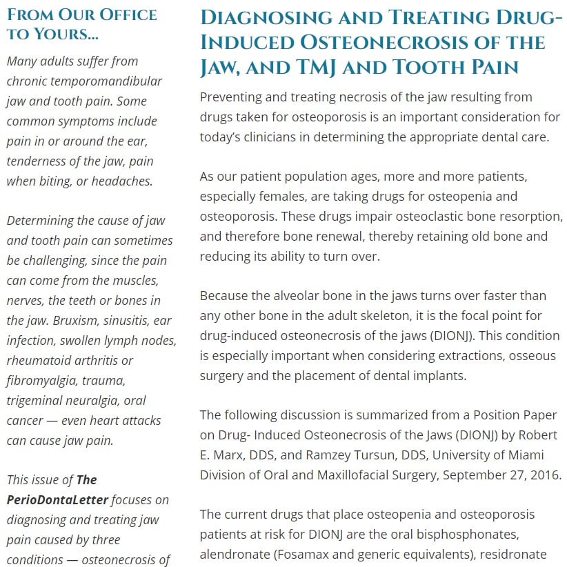 Diagnosing and Treating Jaw, TMJ and Tooth Pain