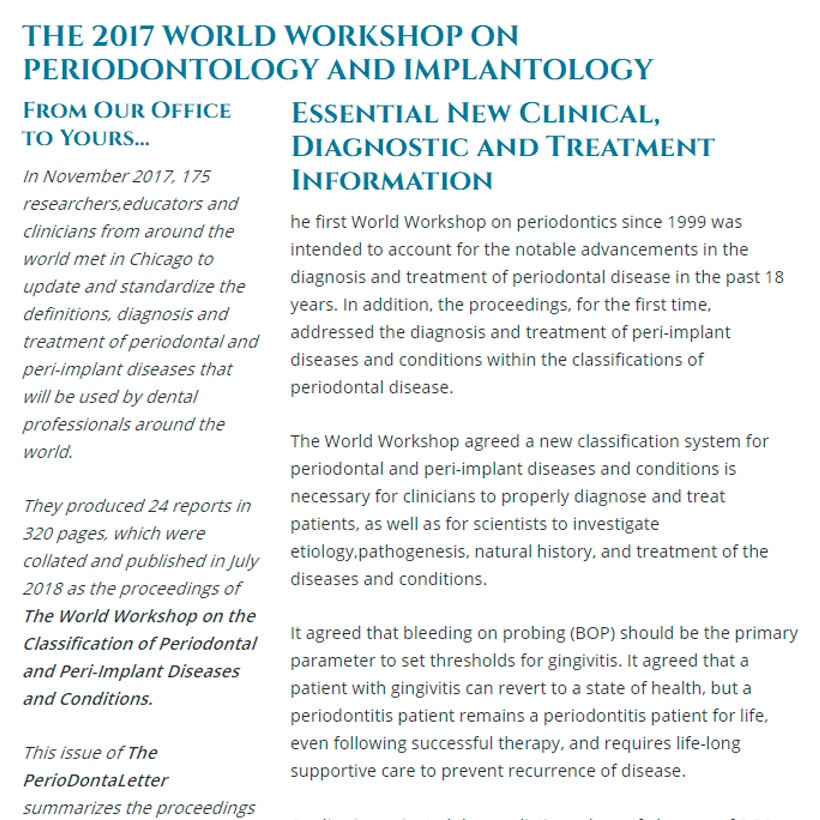 The 2017 World Workshop on Periodontology and Implantology