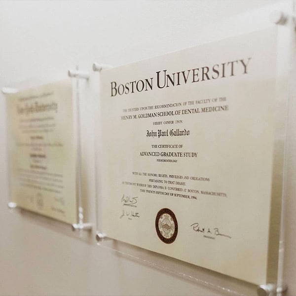 Dr. John Paul Gallardo - Boston University certificate