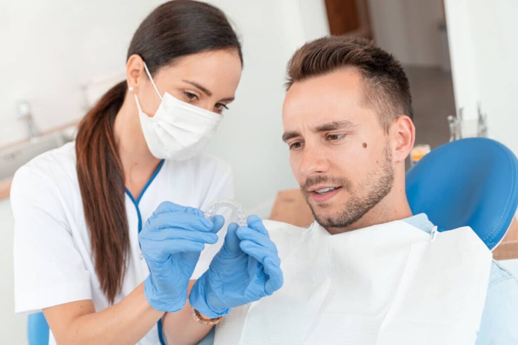 Pain while eating, facial swelling, or bleeding may indicate an infection or other dental condition that needs immediate attention