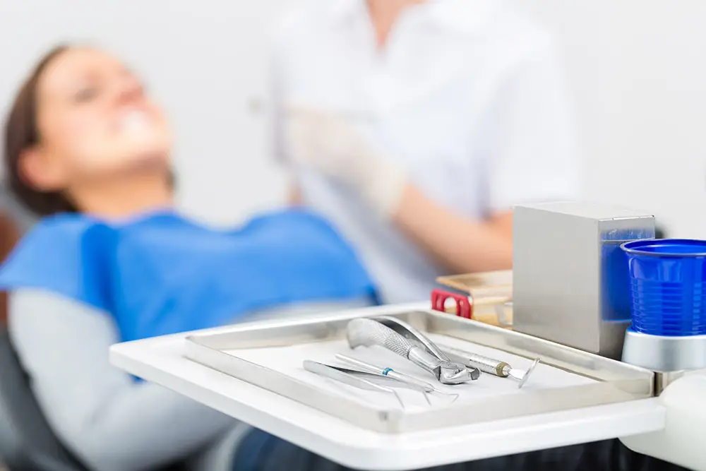 Patient preparing for a type of oral surgery such as wisdom teeth removal.