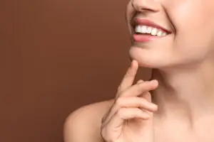 Close-up of a dental deep cleaning procedure on healthy teeth.