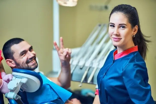 Satisfied patient with dental deep cleaning discounts